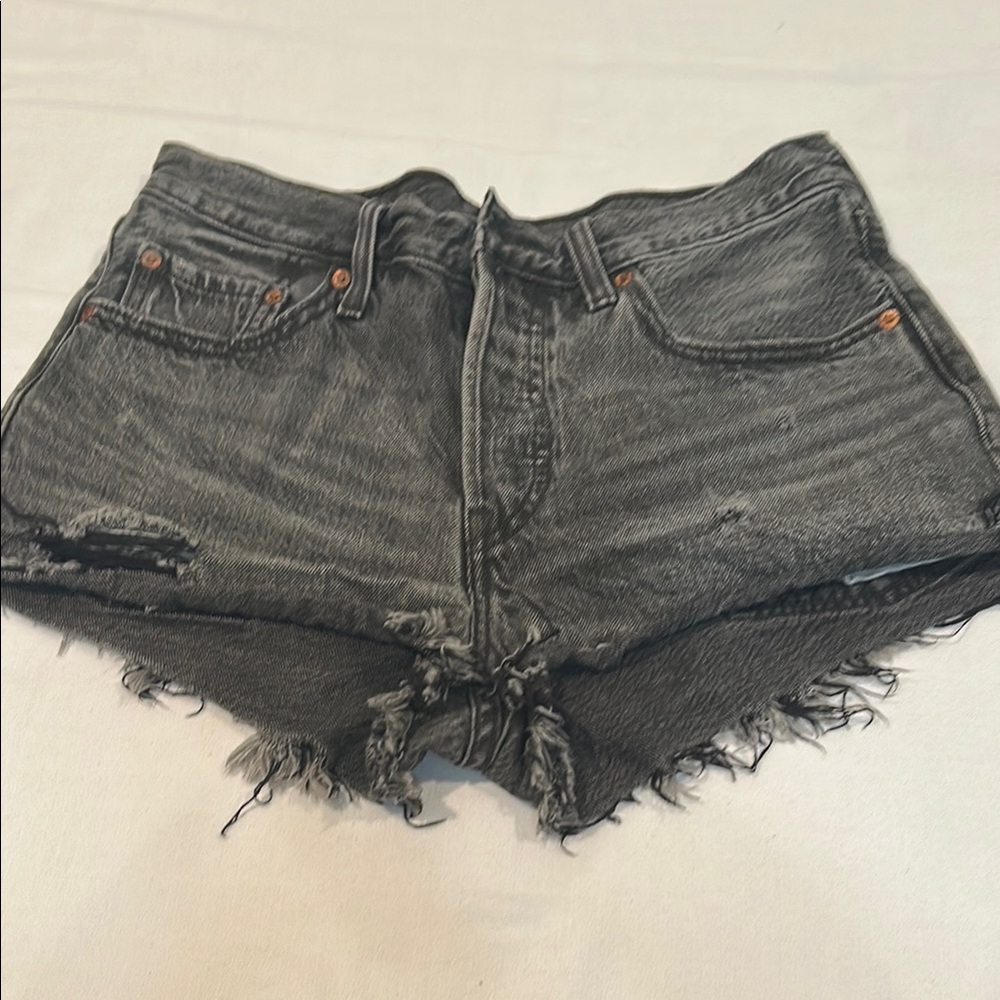 Levi's Charcoal Distressed Jean Shorts